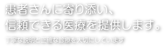 患者さんに寄り添い、信頼できる医療を提供します。丁寧な説明と正確な診療を大切にしています
